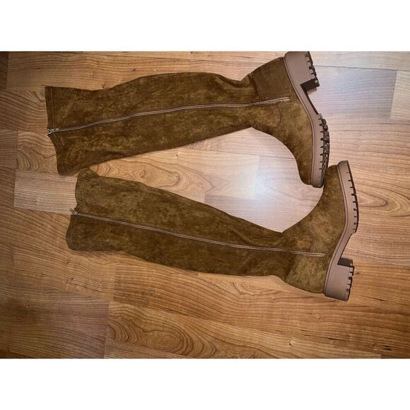 Women Faux Suede Knee High Riding Boot Size 9 - Picture 1 of 7